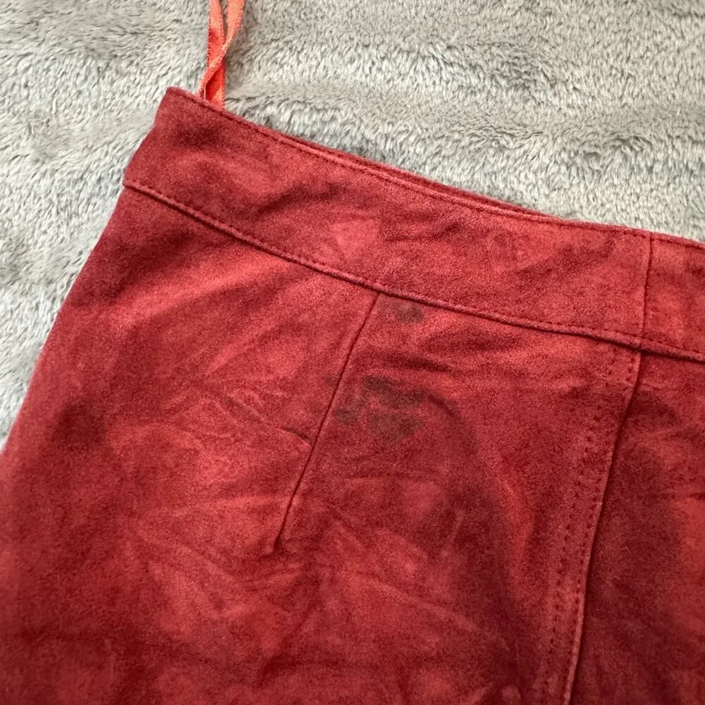 *as is* Vintage Y2K Gap Suede Leather Slit Front Skirt Women's 4 Maroon